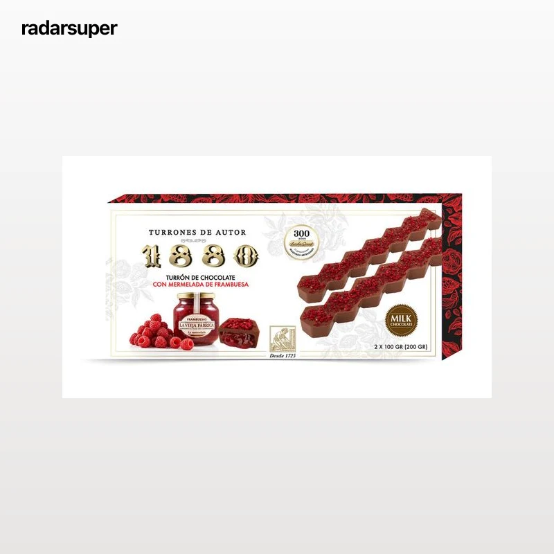 Turrón de chocolate con mermelada de frambuesa 1880 200g