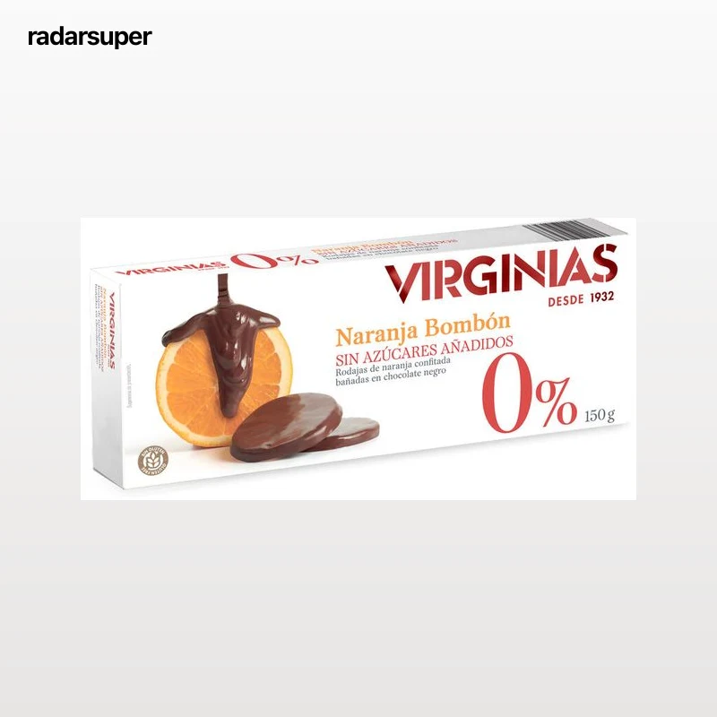 Turrón con rodajas de naranja bañadas en chocolate sin azúcares añadidos Virginias 150g