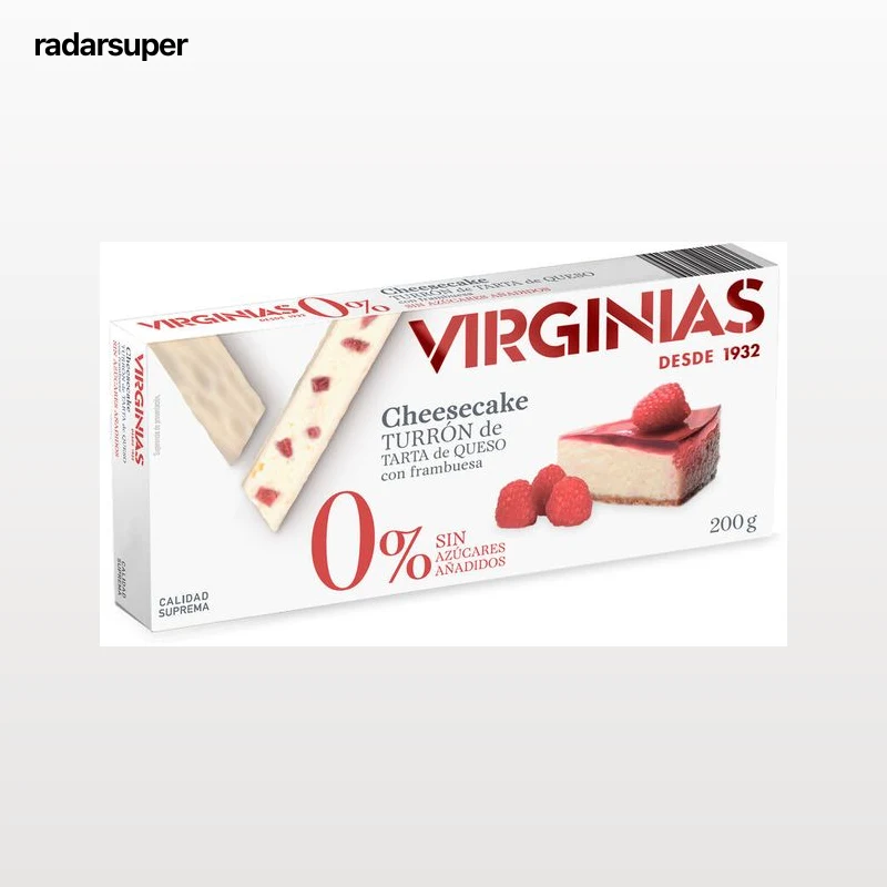 Turrón tarta de queso con frutos rojos sin azúcares añadidos Virginias 200g