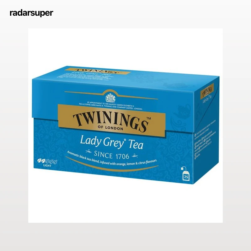 TWININGS Té Lady Grey (Té negro, cáscara de naranja y limón y aroma de cítricos) 25 uds. 50 g.