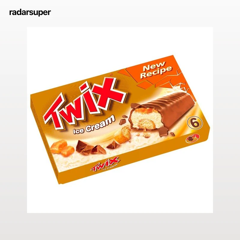 TWIX Barrita de helado de caramelo con trozos de galleta, recubierta de chocolate 6 x 50 ml.