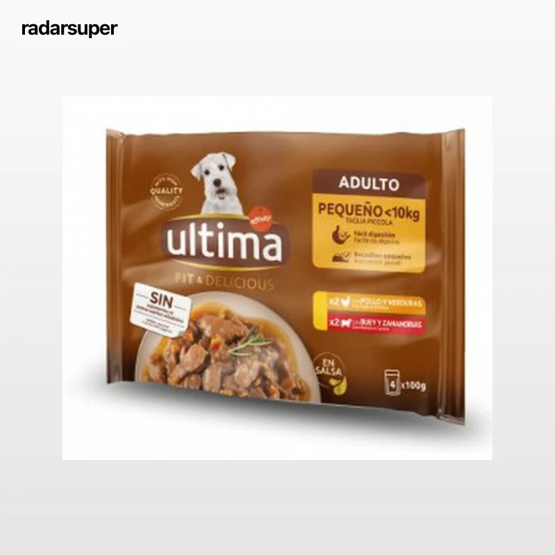 Ultima perro mini húmedo en salsa con pollo / buey 4x100gr