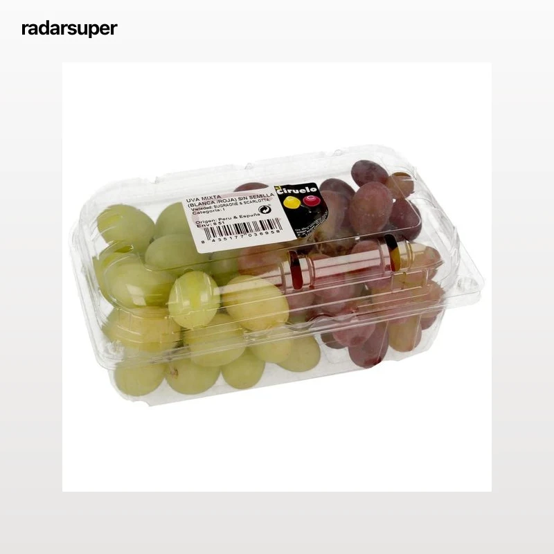 Uvas blancas y rojas sin pepitas, cesta de 500 g.