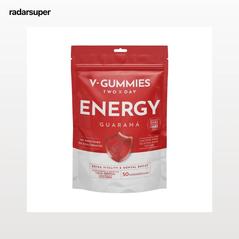 V-GUMMIES Energy Complemento nutricional sin edulcorantes y con guaraná (sabor tropical) 50 uds.