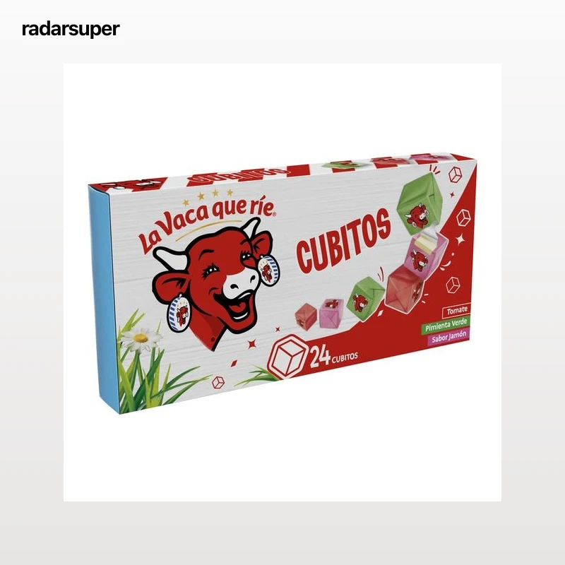 LA VACA QUE RÍE Queso en dados apericubo sabor tomate, pimienta verde y jamón LA VACA QUE RIE 24 uds.125 g.