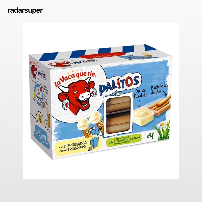 LA VACA QUE RÍE Queso fundido con bastoncitos de pan PALITOS LA VACA QUE RIE pack 4 uds.x 35 g.