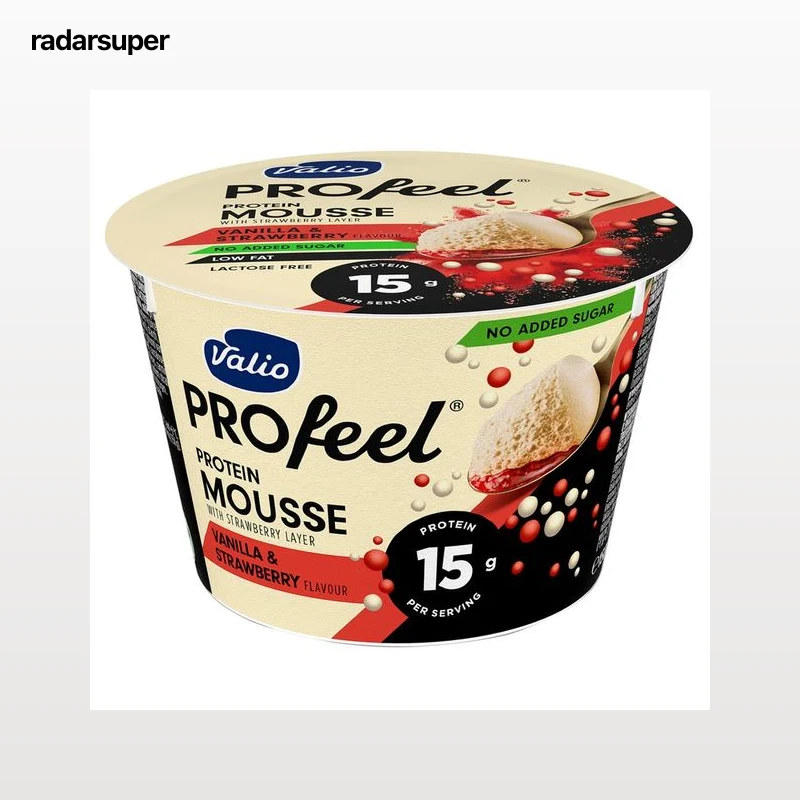 VALIO Profeel Mousse sabor a vainilla y fresa sin azúcares añadidos y con alto contenido en proteínas (15 g) 150 g.