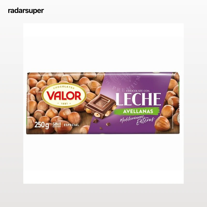 VALOR Chocolate con leche con avellanas enteras 250 g.