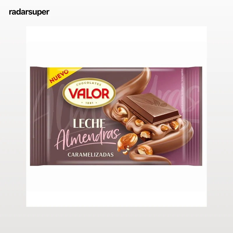 VALOR Chocolate con leche relleno de almendras y caramelo 150 g.