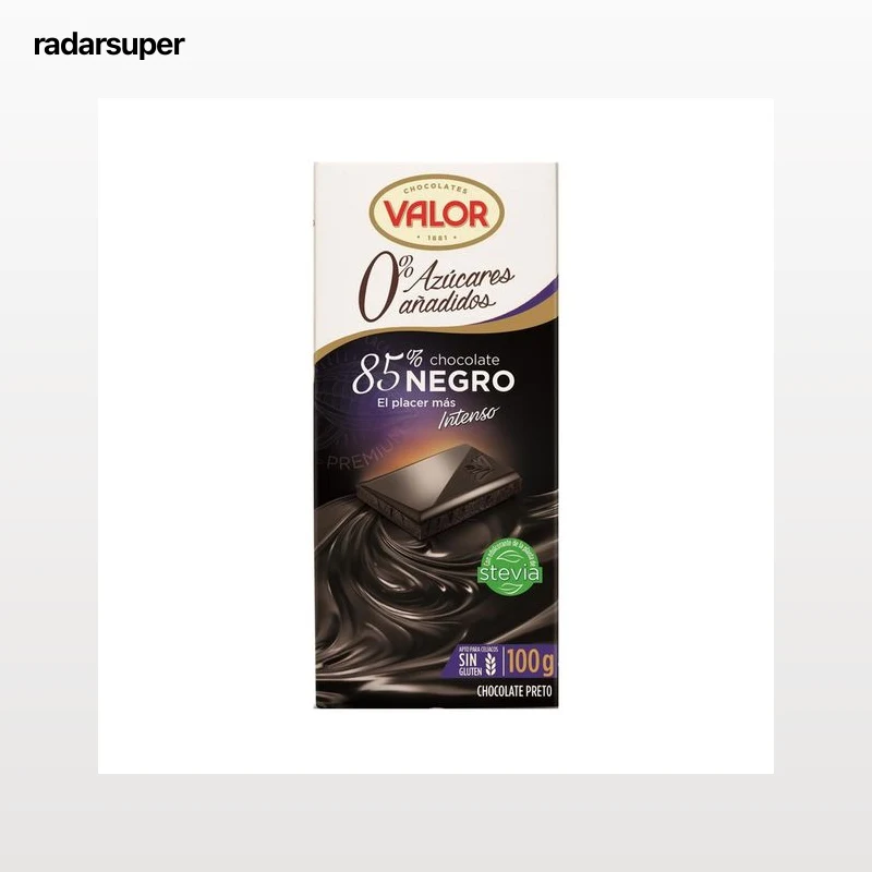 VALOR Chocolate negro 85%, sin azucares añadidos 100 g.