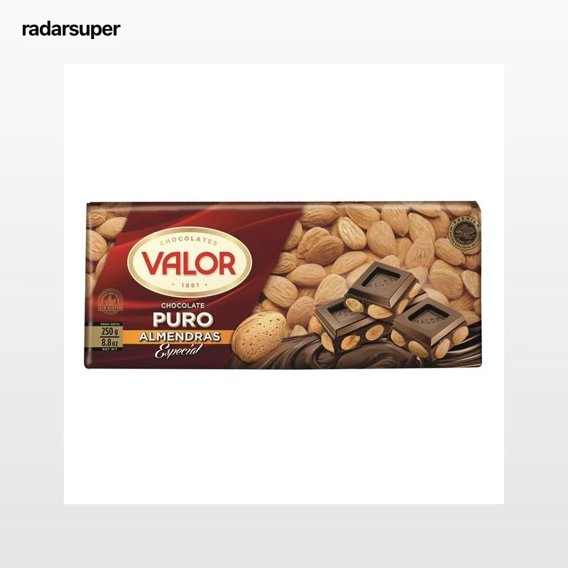 VALOR Chocolate puro negro con almendras 250 g.