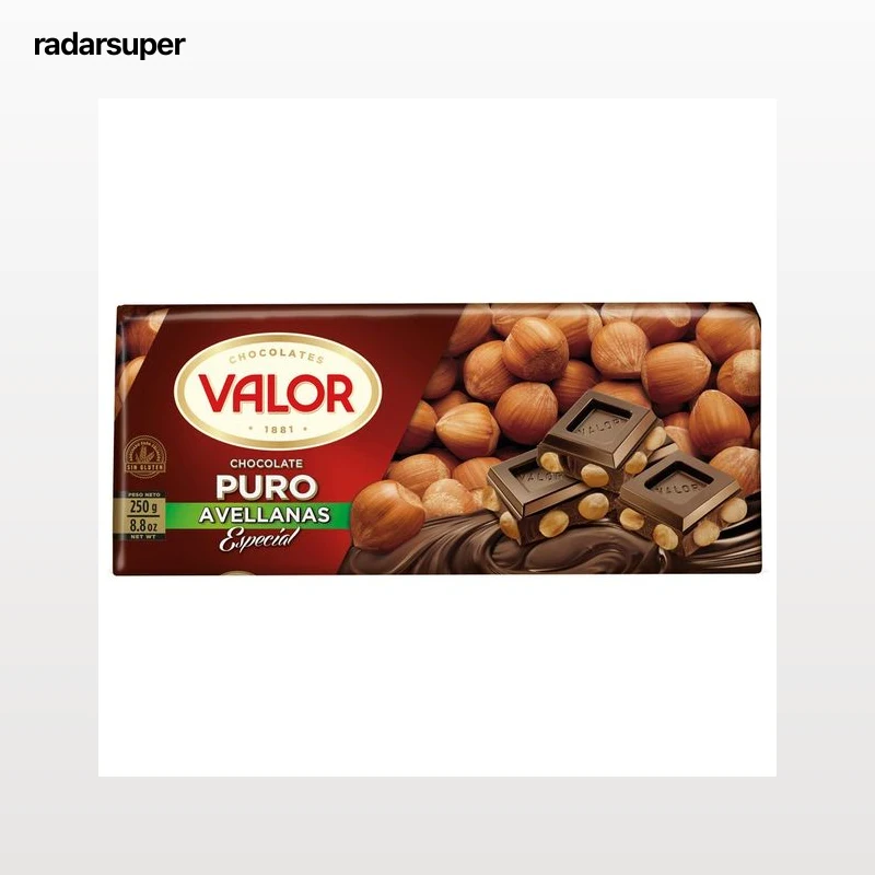 VALOR Chocolate puro negro con avellanas 250 g.