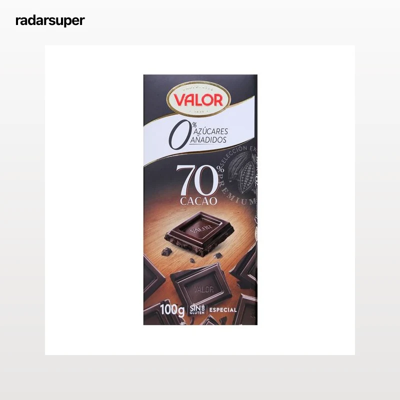 VALOR Chocolate sin azúcar añadido negro 70 % 100 g.
