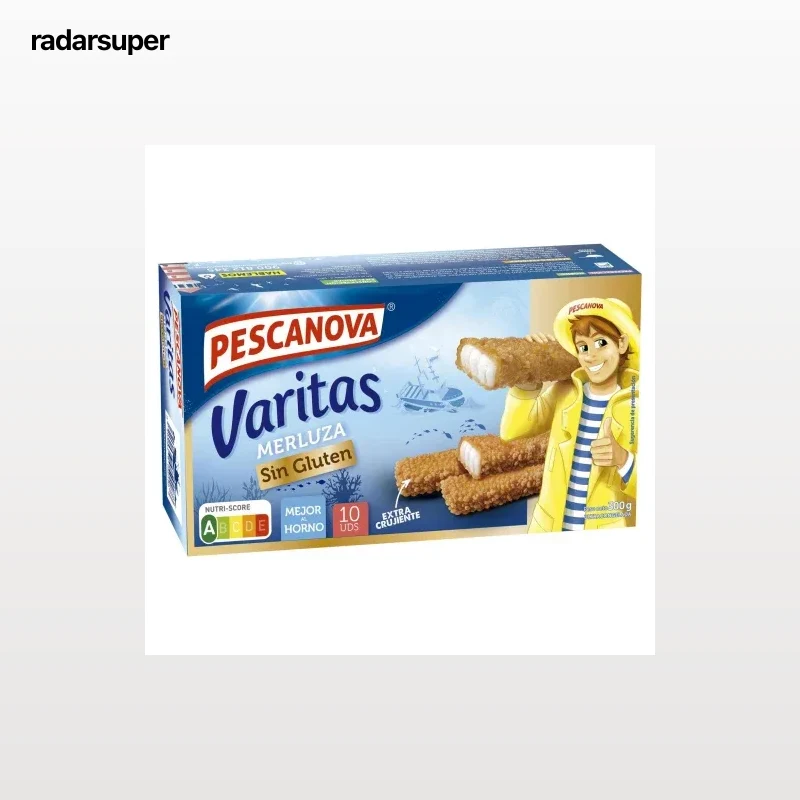 Varitas popcorn de merluza Pescanova sin gluten 300 g.