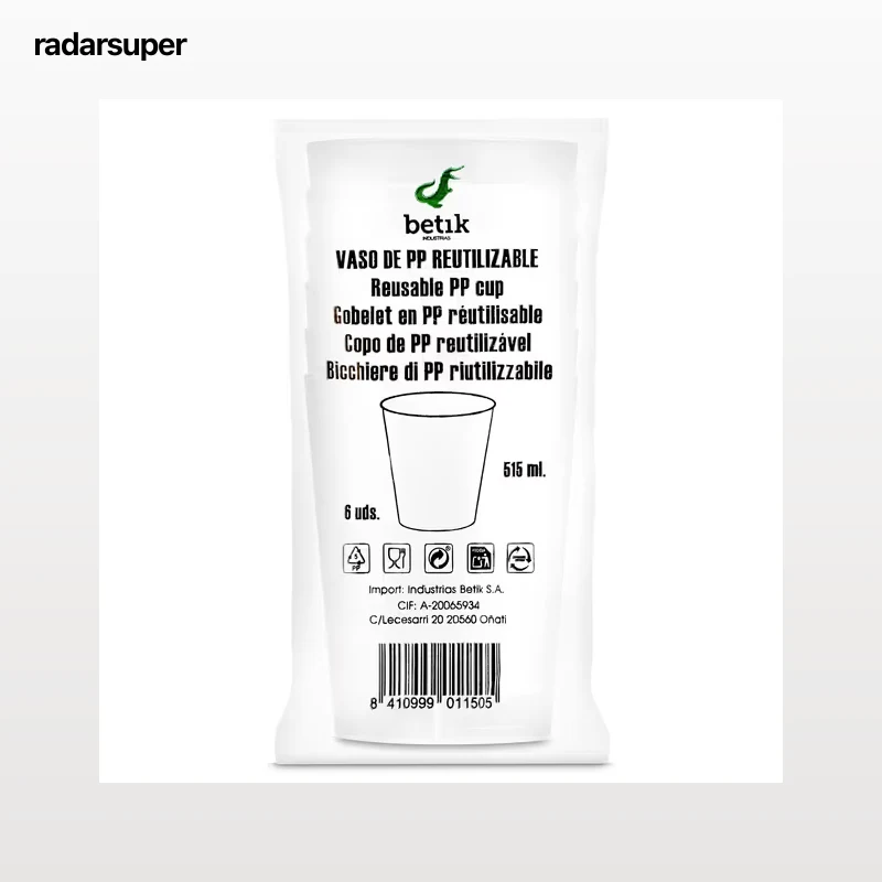 Vaso reutilizable de 515 ml Betik 6 unidades