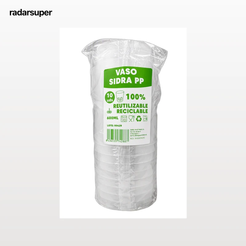 Vaso sidra de plástico Papel Blast 10 unidades 600 ml