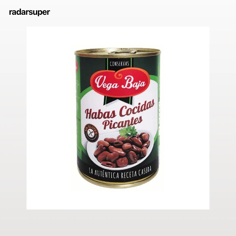 VEGA BAJA Habas cocidas picantes en conserva, 200 g.