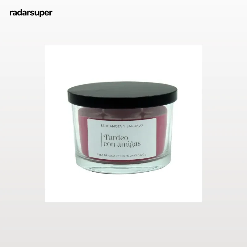 Vela de soja perfumada tres mechas bergamota y sándalo Carrefour Essential 1 ud.