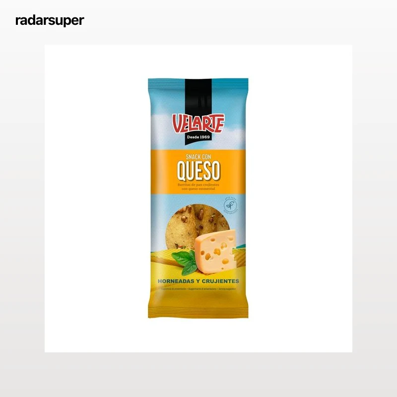 VELARTE Barritas de pan crujiente con queso Emmental y orégano 80 g.