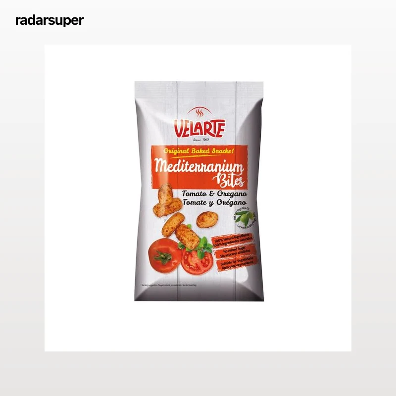 VELARTE Mediterraneum Bites Snack palitos de pan crujiente con sabor a tomate y orégano 80 g.