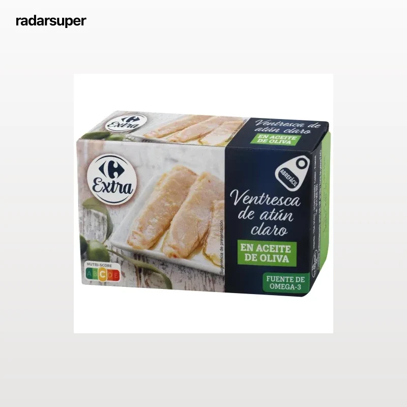Ventresca de atún claro en aceite de oliva Extra Carrefour 73 g.