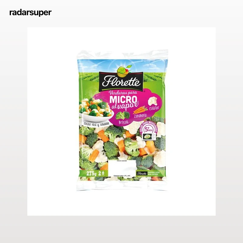 Verduras para microondas al vapor (coliflor, brócoli y zanahoria) FLORETTE 275 g.