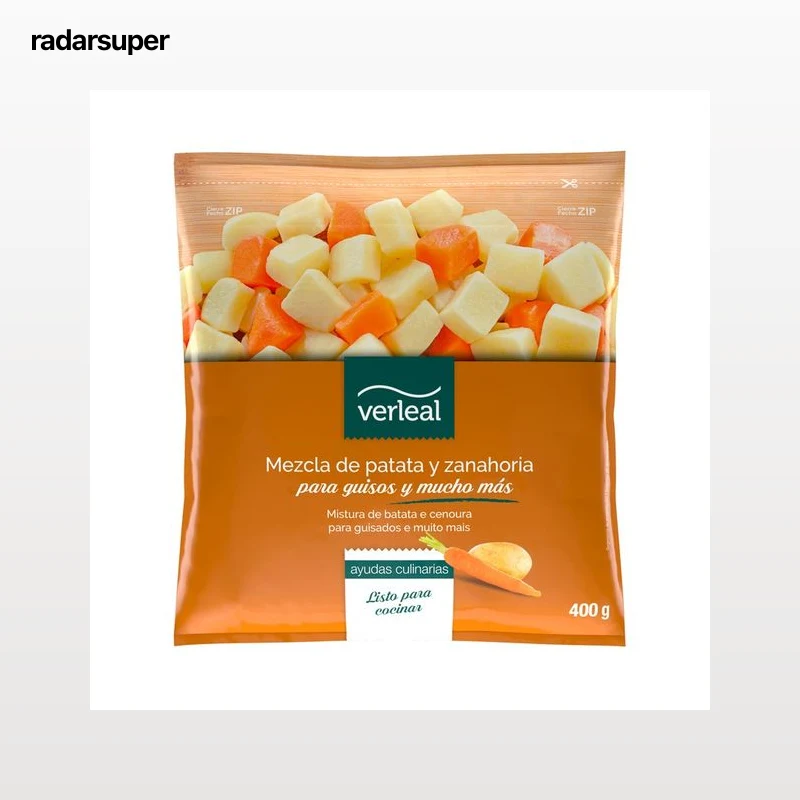 VERLEAL Mezcla de patata y zanahoria congeladas, listo para cocinar 400 g.