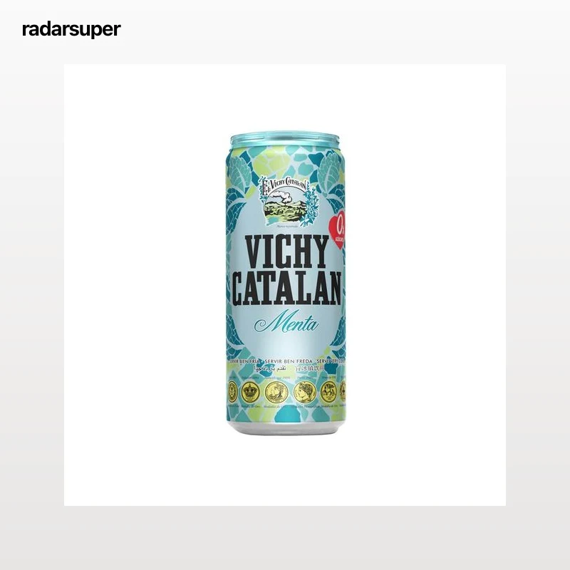 VICHY CATALAN Agua mineral con gas y sabor a menta lata de 33 cl.