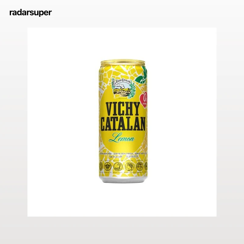 VICHY CATALAN Agua mineral con gas sabor limón lata de 33 cl.