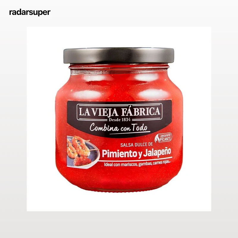 LA VIEJA FABRICA Salsa dulce chutney de Pimiento rojo y Jalapeño - Tarro 290g.