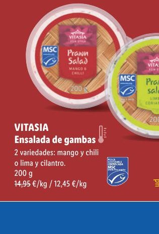 VITASIA Ensalada de gambas - mango y chili o lima y cilantro