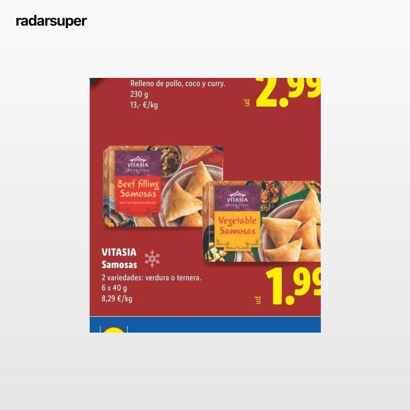 VITASIA Samosas - 2 variedades: verdura o ternera