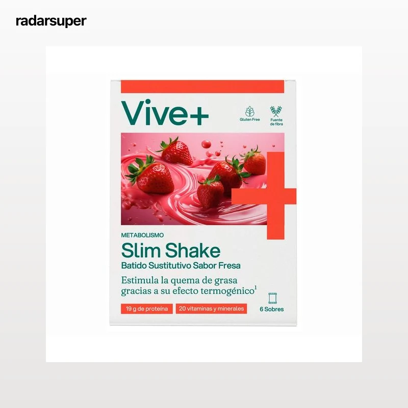 VIVE+ SALUD Y VIDA Batido sustitutivo sabor fresa, con extracto de té verde y guaraná VIVE + SALUD Y VIDA 180 g.