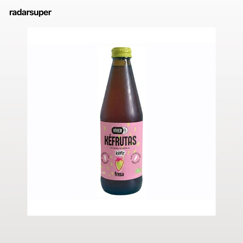 VIVER Kéfrutas Bebida ecológica fermentada con probióticos, sabor fresa 330 ml.