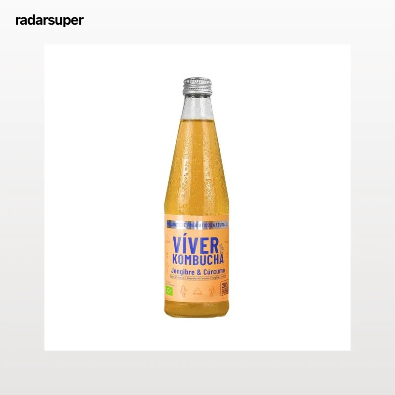 VIVER Kombucha ecológica de cúrcuma y jengibre 330 ml.