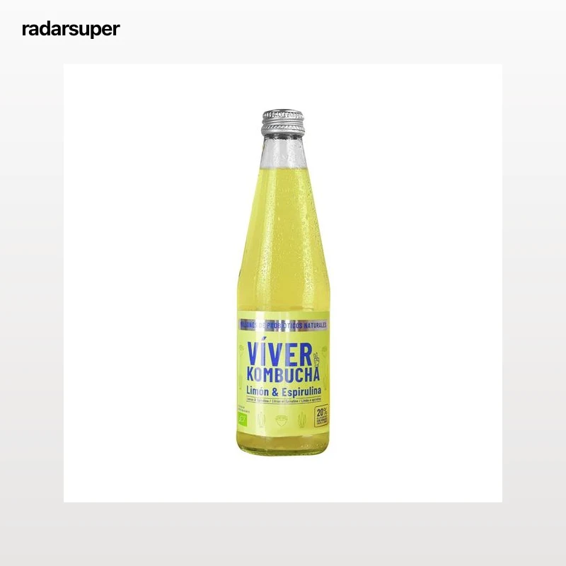 VIVER Kombucha ecológica de limón y espirulina 330 ml.