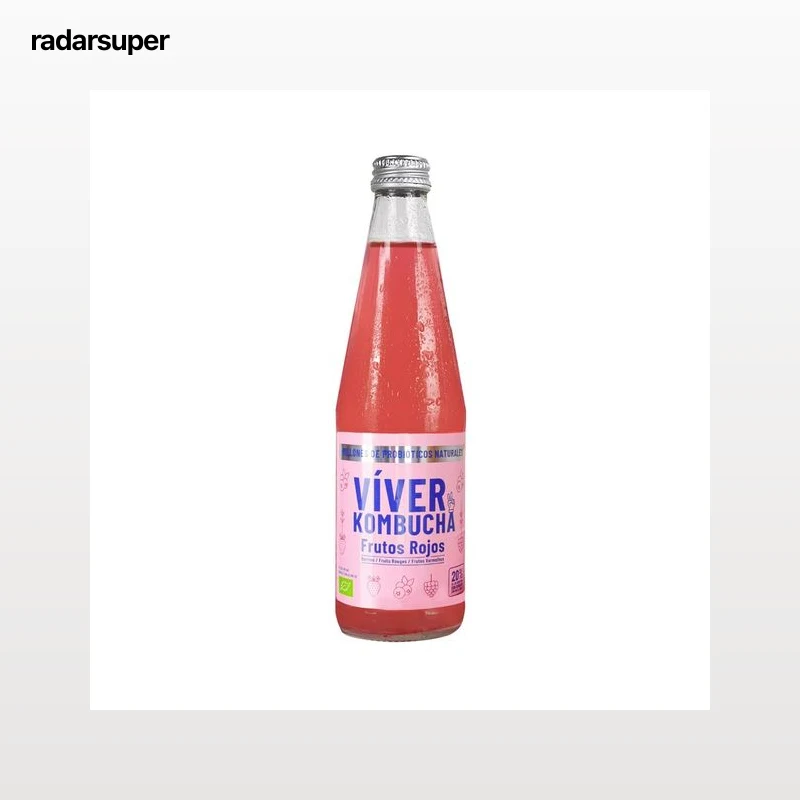 VIVER Kombucha ecológica sabor a frutos rojos, con probióticos naturales 330 ml.