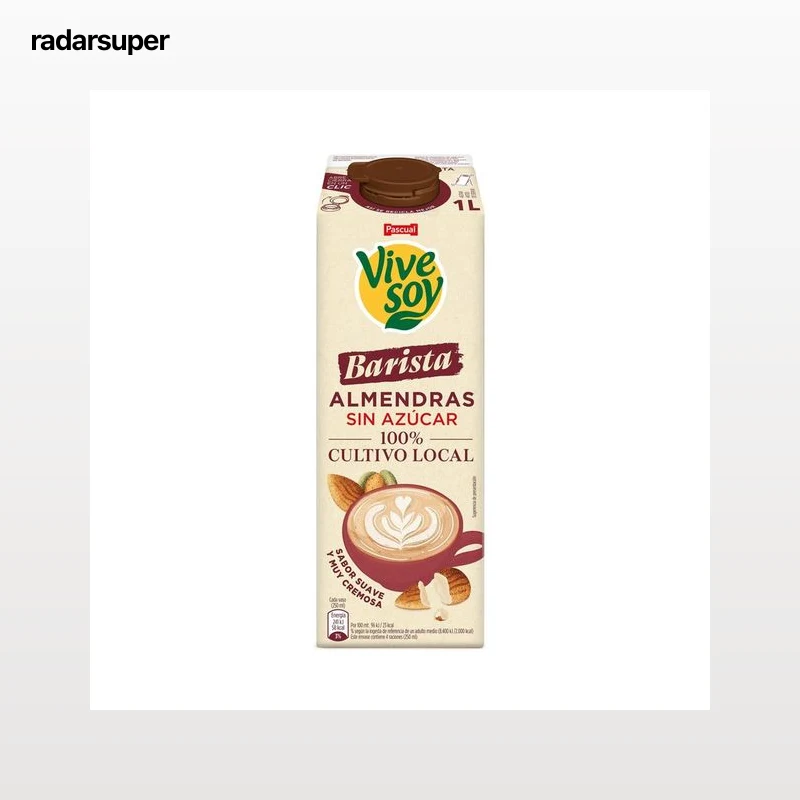 VIVESOY Barista de Pascual Bebida vegetal de almendras sin azúcar, especial café 1 l.