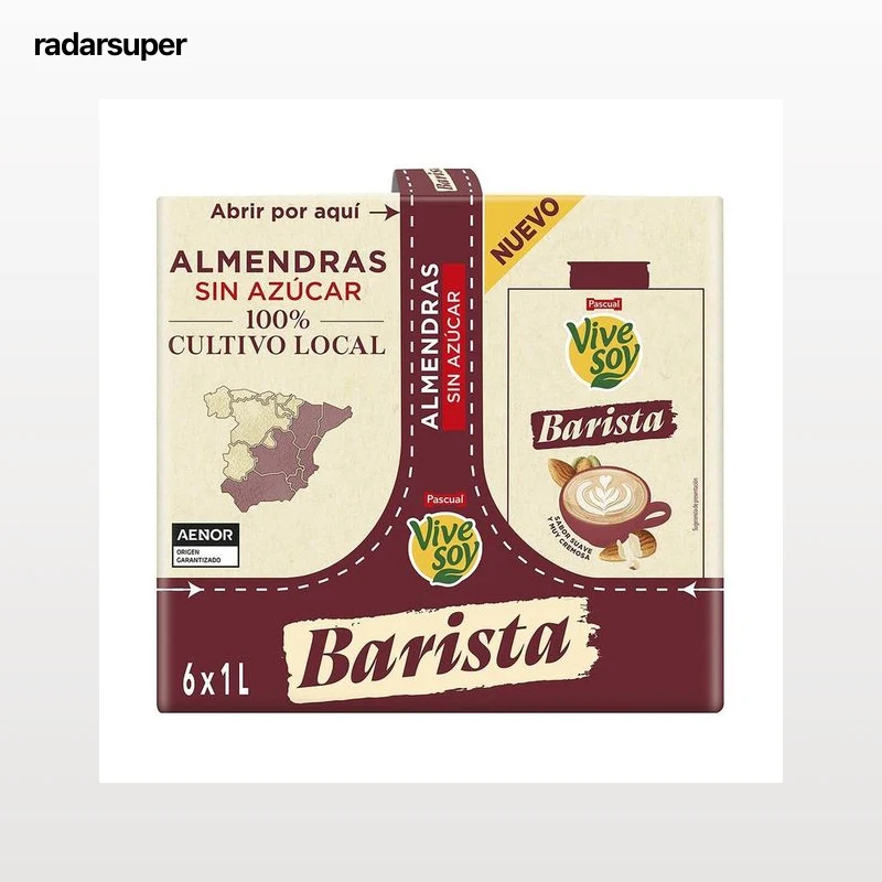 VIVESOY Barista de Pascual Bebida vegetal de almendras sin azúcar, especial café 6 x 1 l.