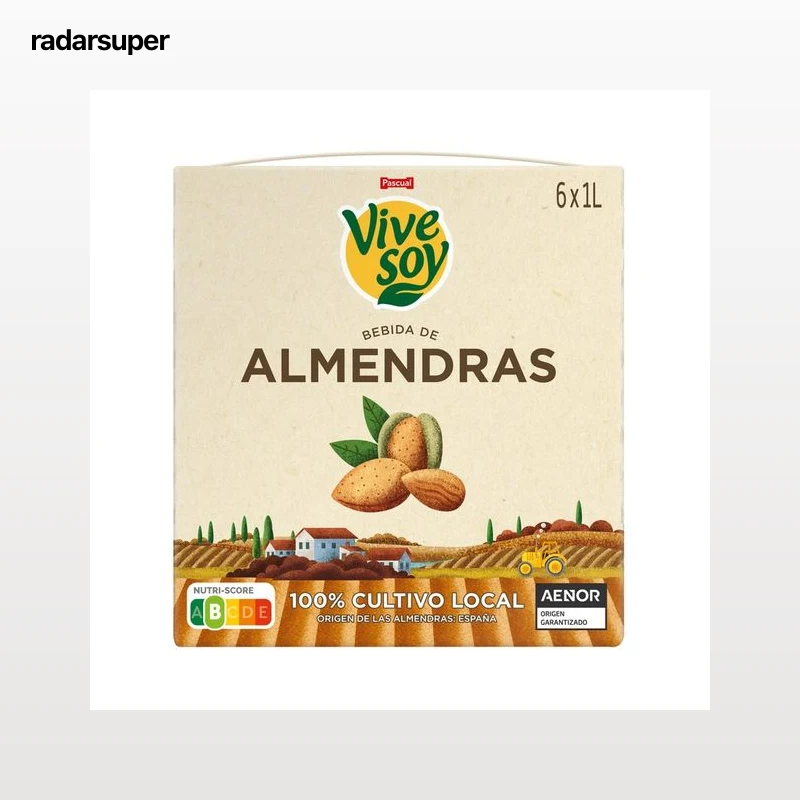 VIVESOY Bebida de almendras de cultivo 100% local de Pascual 6 x 1 l.