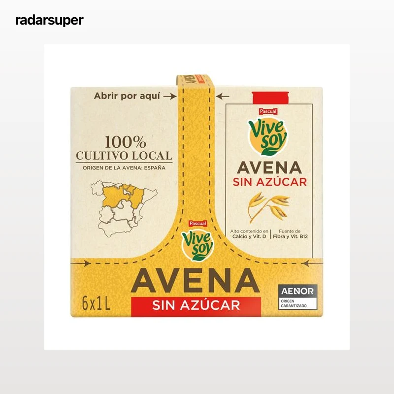 VIVESOY de Pascual Bebida vegetal de avena, sin azúcar 6 x 1 l