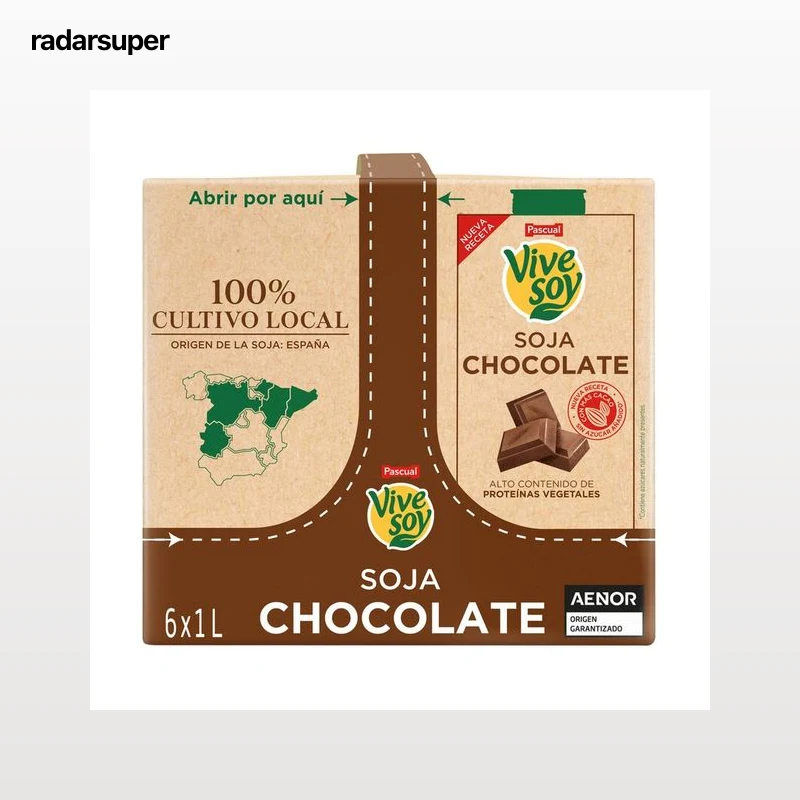 VIVESOY de Pascual Bebida vegetal de soja con chocolate 6 x 1 l.