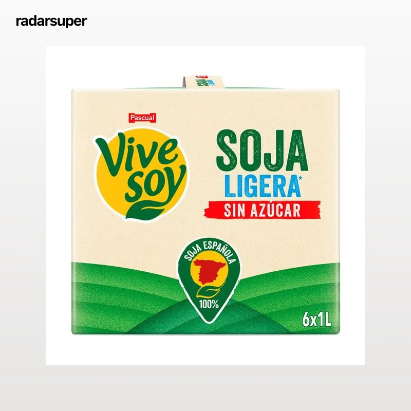 VIVESOY de Pascual Bebida vegetal de soja ligera, sin azúcar 6 x 1 l.