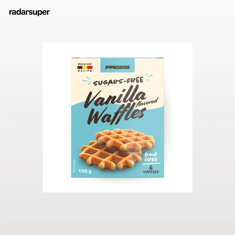 Waffles sabor vainilla Prozis sin azúcar pack de 6 unidades de 25 g.