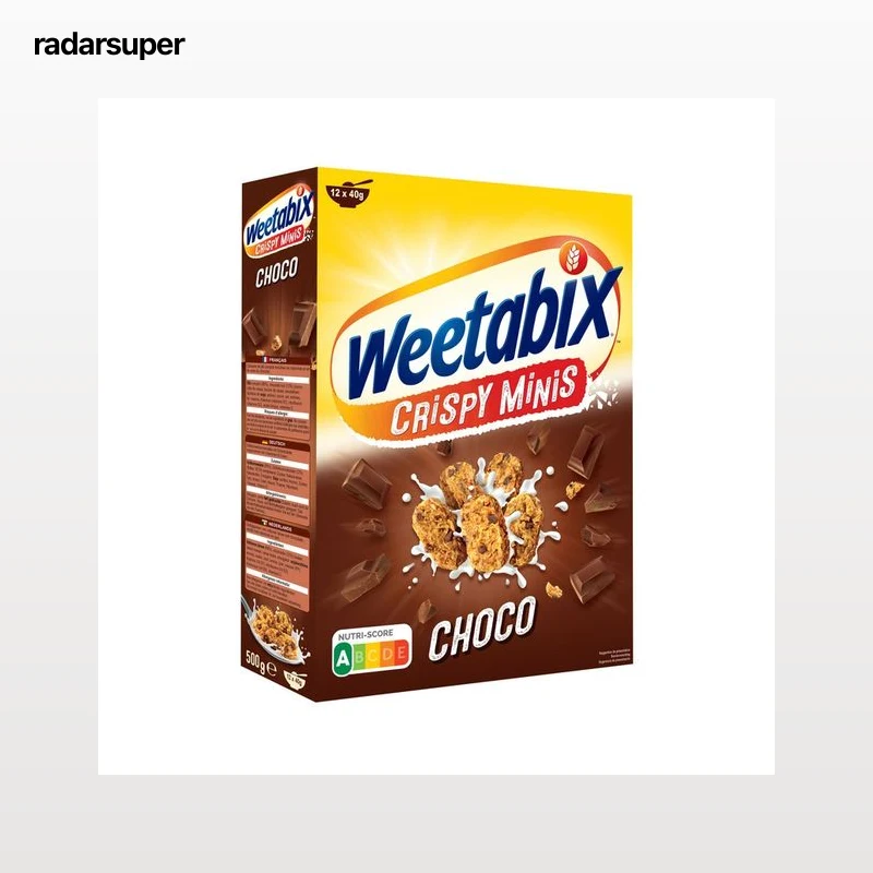 WEETABIX Mni cereales de trigo entero con chocolate, enriquecidos con vitaminas y hierro 500 g.