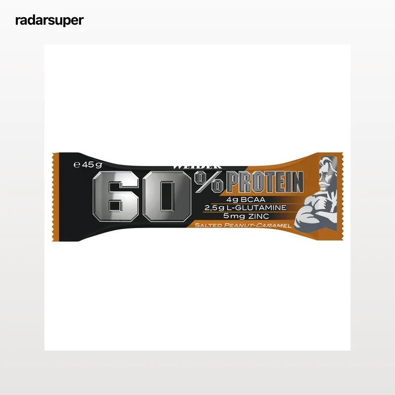 WEIDER Barrita 60% proteina recubierto de cacao con sabor a caramelo con cacahuete 45 g.