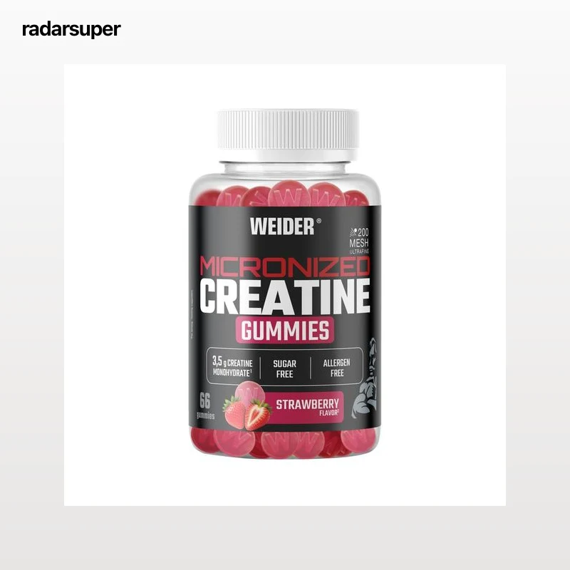 WEIDER Creatina micronizada en gominolas sin azúcar, con sabor fresa 66 uds.