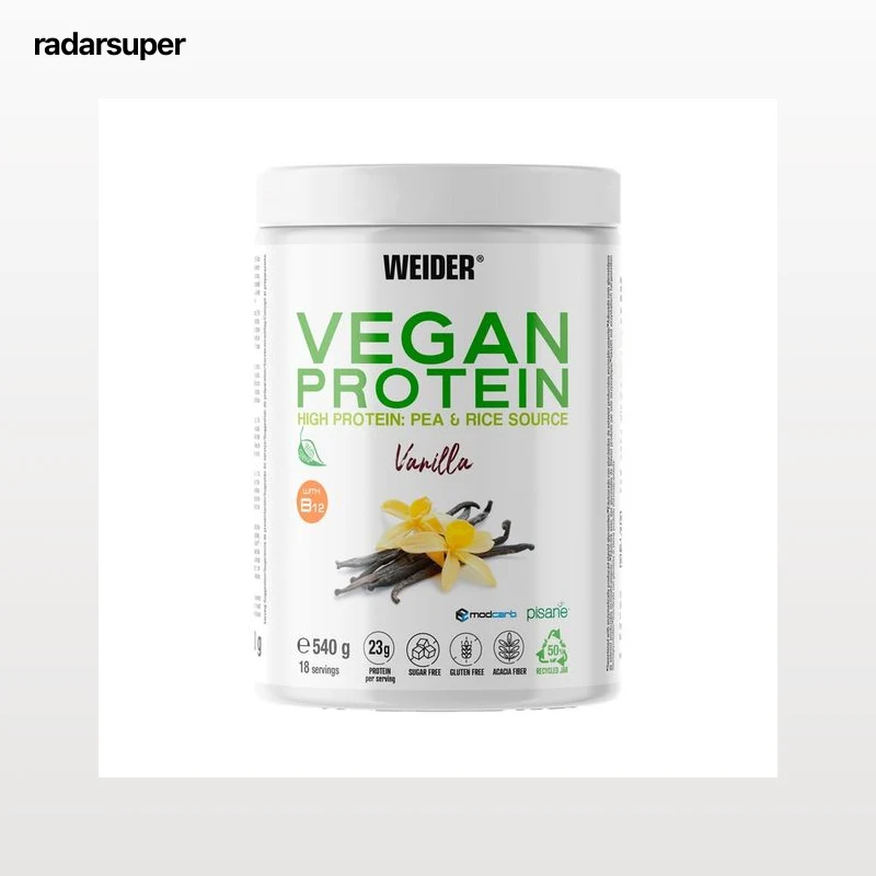 WEIDER Proteínas vegetal en polvo, son sabor a vainilla 540 g.