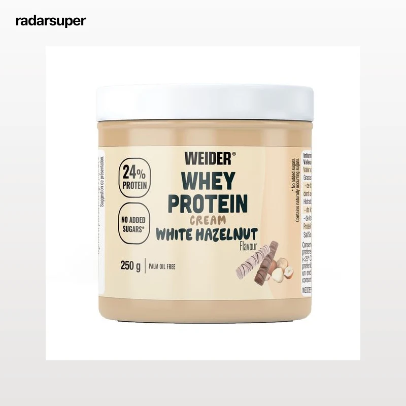WEIDER Whey protein crema de chocolate blanco y avellana 250 g.