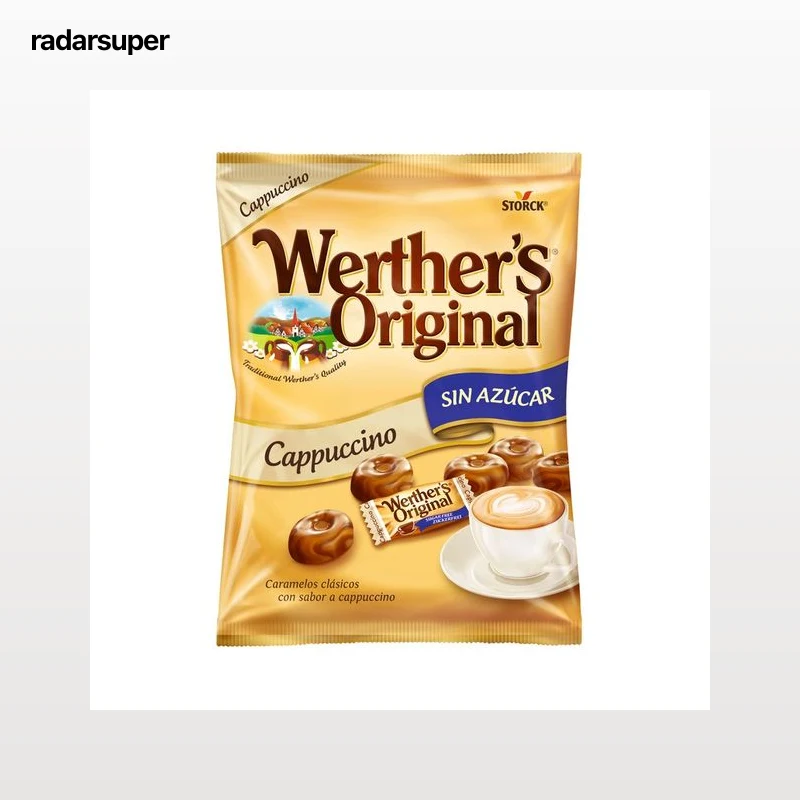 WERTHER"S ORIGINAL Caramelos de mantequilla y nata con sabor a café sin azúcares añadidos 90 gr.